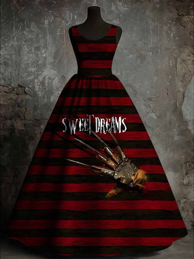 Halloween Sweetdreams Art Print Vintage Round Neck Sleeveless Maxi Dress