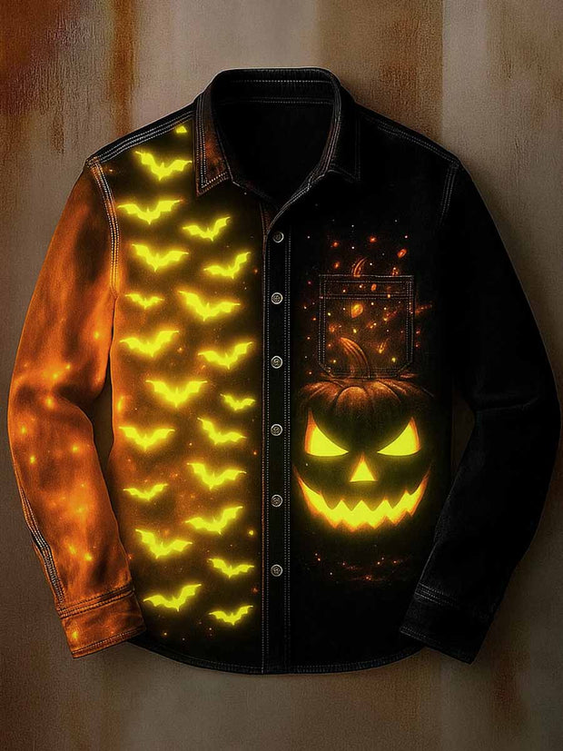Retro Skull Gothic Art Abstract Printed Cotton Vintage Casual Cotton Long Sleeve Shirt