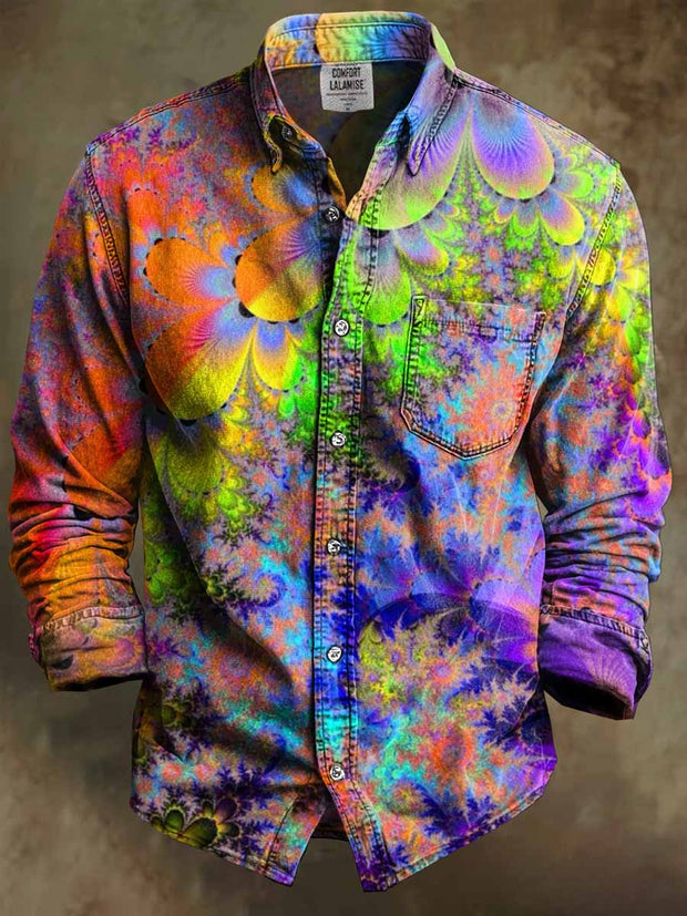 Retro Skull Gothic Art Abstract Printed Cotton Vintage Casual Cotton Long Sleeve Shirt